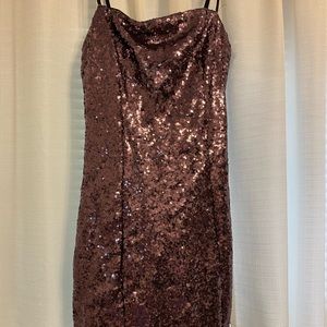 Purple/Black Sequin Mini Strapless Dress
